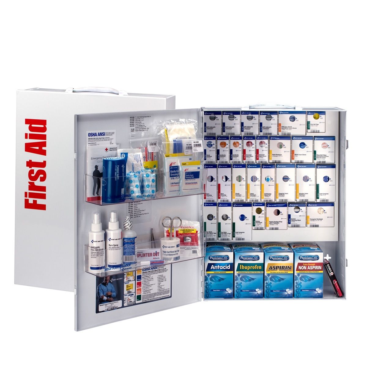 First Aid Only 150 Person XL Metal Cabinet Kit with Medication 90732 First Aid Only 150 Person XL Metal Cabinet Kit with Medication 90732